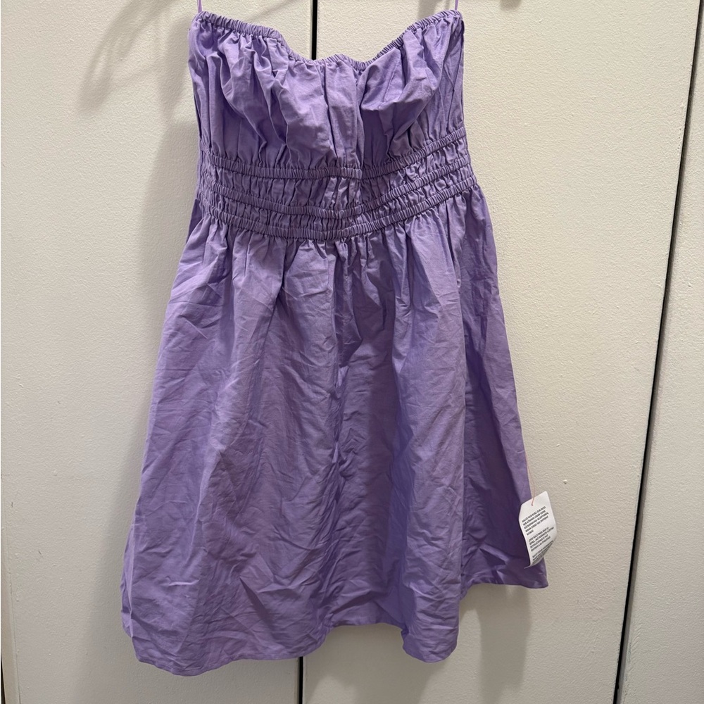 ASOS Lilac Cotton Strapless Mini Dress Size 8 Women